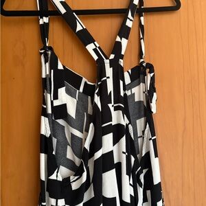 Ava Sky Black and White Geometric Print Dress